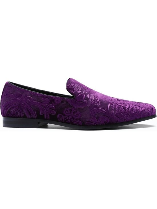 AUSTIN MILL Men\'s Purple Rubber Suede Loafers Flats Tuxedo Wedding Prom Shoes